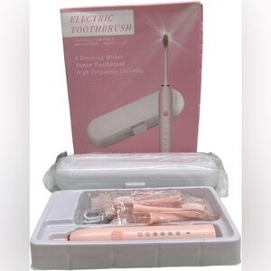 New Electric Barbie Pink Toothbrush 6 extra heads Ultrasonic rechargeable